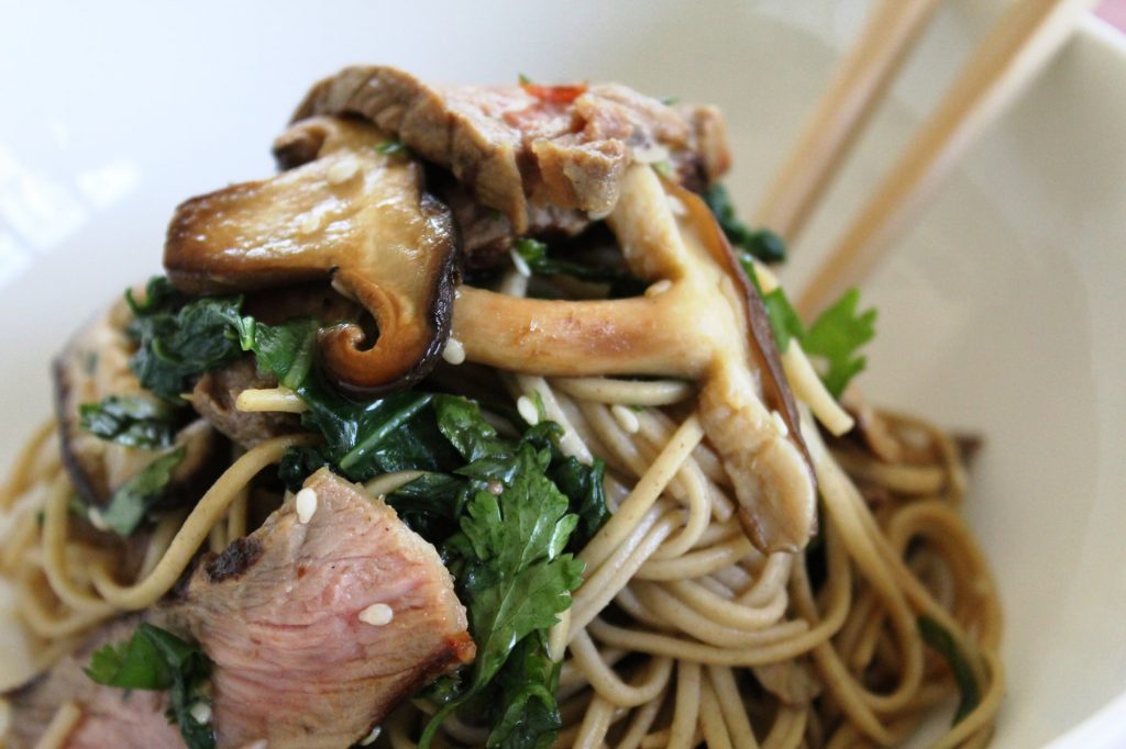 Recipe Soba Noodles Beef Porterhouse Shitake Mushrooms And Choy Sum02