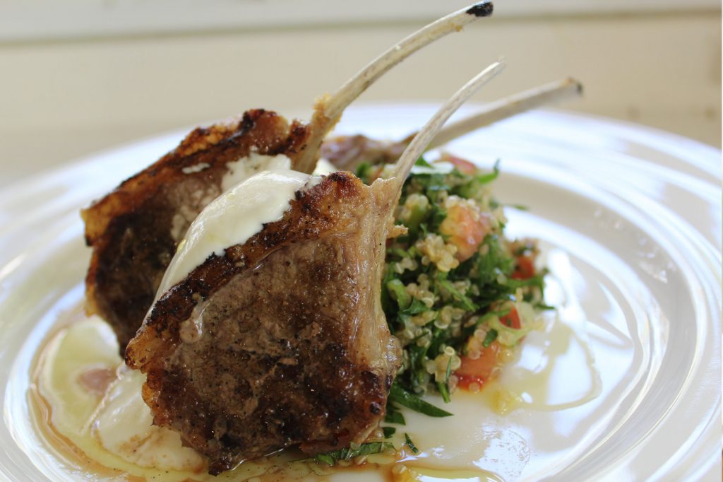 Recipe Spiced Lamb Cutlets With Quinoa Tabouleh And Yoghurt Sauce01